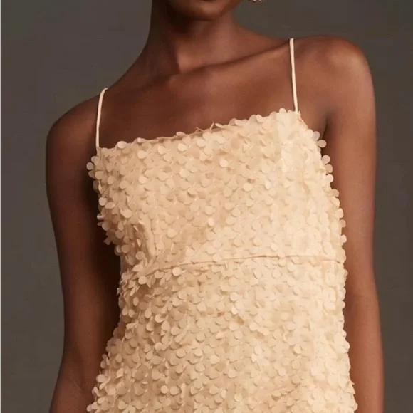 Anthropologie 3D Floral Embellished Peach Mini Dress Size Medium New With Tags - Picture 6 of 10